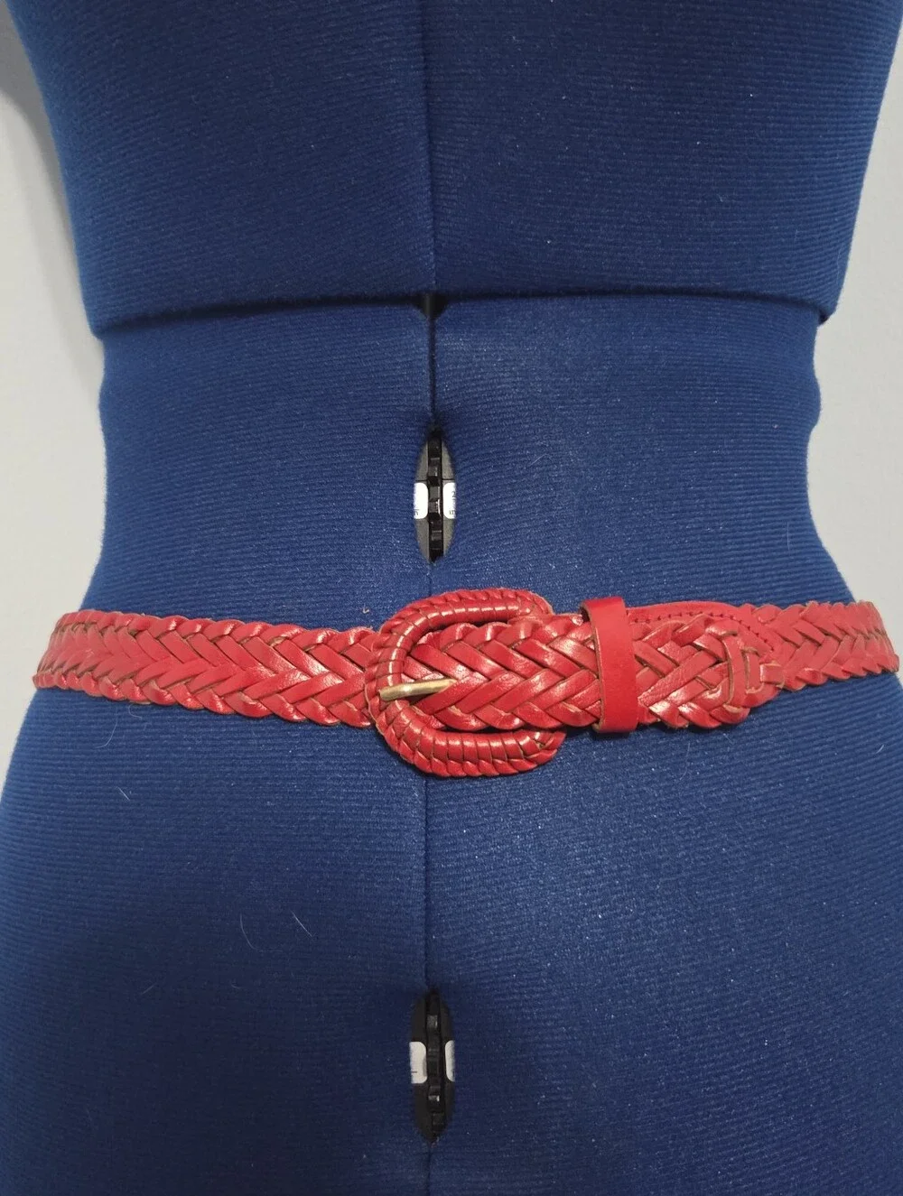 Cherry Red Braided Leather Belt